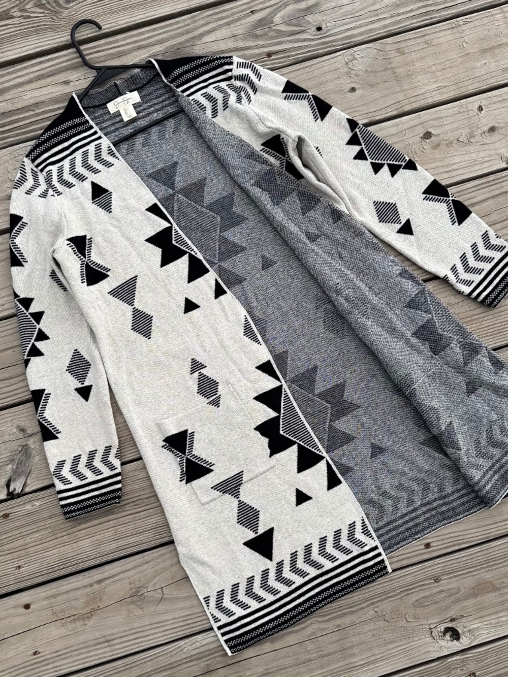 Jessica Simpson 100% Cotton Geometric Aztec Open Front Cardigan – Size L